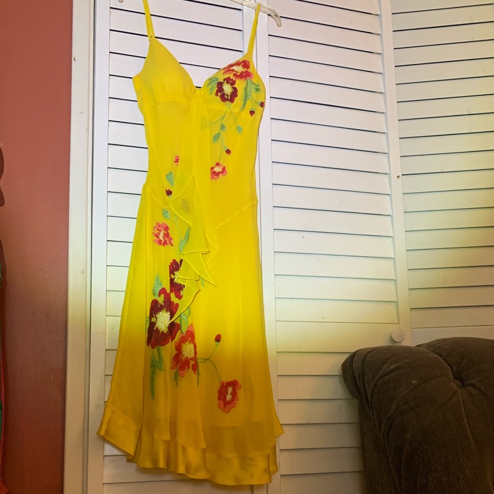 Woman’s designer sun dress by Sue Wong size 6 Silk lining & rayon padded breast